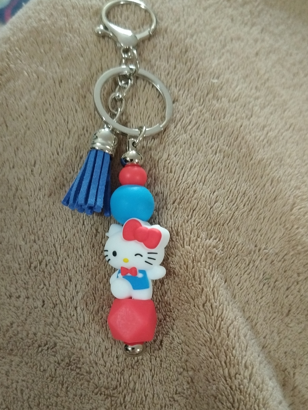 Hello Kitty Blue & Red Kids Keychain with Tassel
